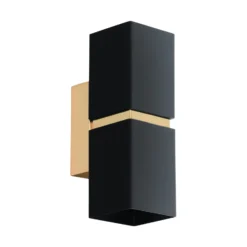 Zweiflammige LED-Wandleuchte Passa, schwarz-gold